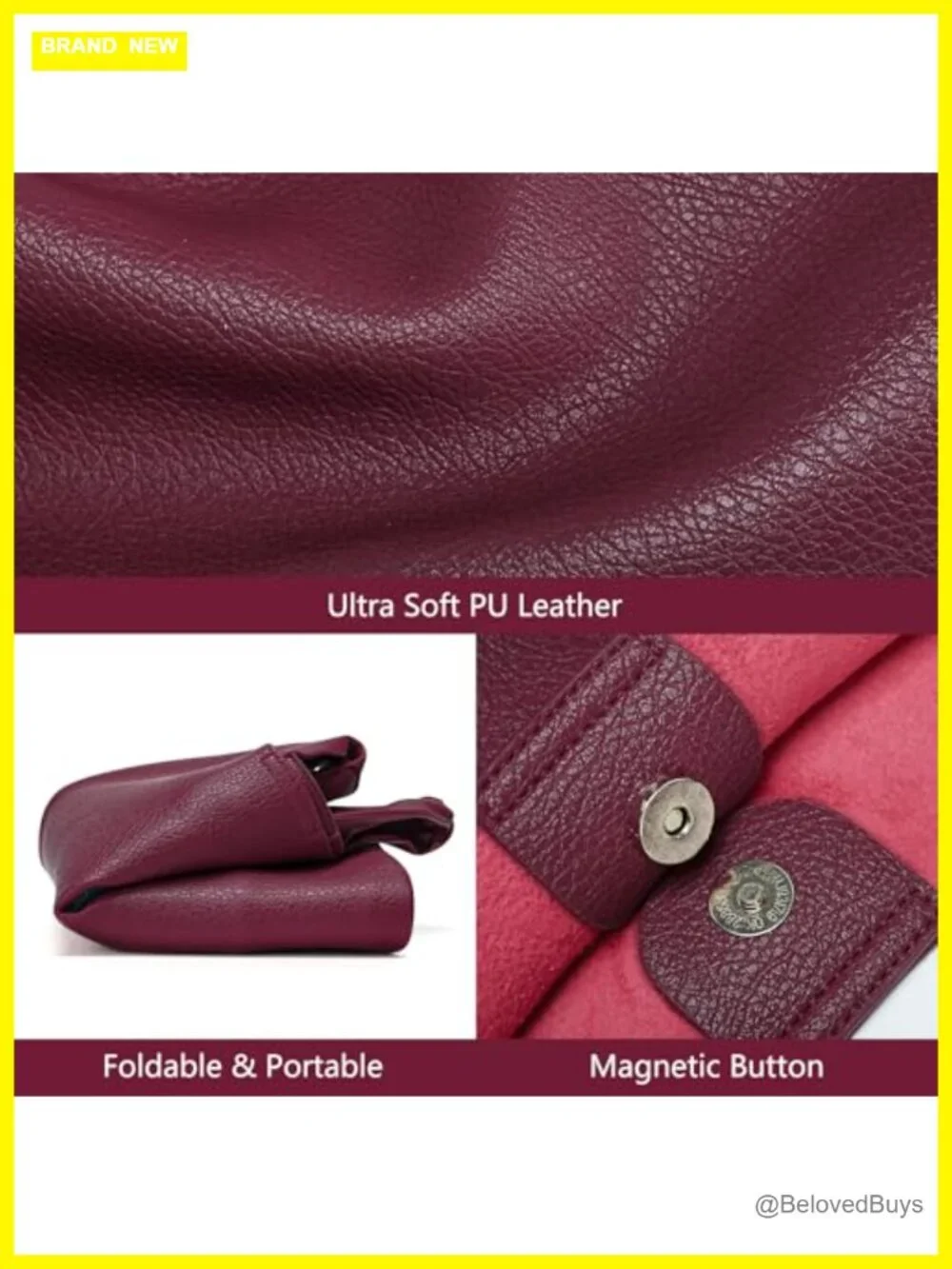 Soft Vegan Leather Slouchy Hobo Tote Bag Shoulder Purse for Work Travel